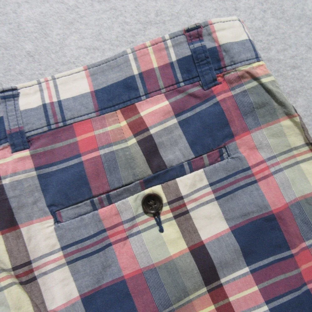 Banana Republic Mens Shorts 34 x 10 Multicolored Plaid Madras 100% Cotton Pocket